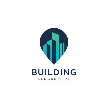 Building logo design idea with modern creative simple abstract unique concept vector
