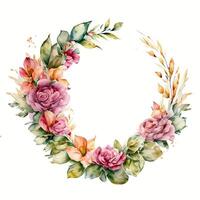 Wildflowers watercolor wreath, photo