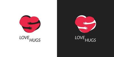 Love hug logo. Solid color simple design, illustration of hugging heart. vector