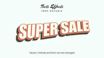 Super Sale text effect, bold 3d typography vector