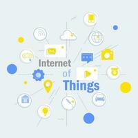 Internet of things and internet connections infographic modern linear style, mobile control connected with items and services. vector illustration.