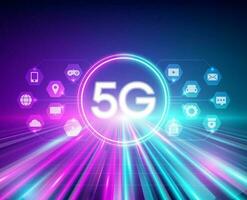 5g alto velocidad inalámbrico red concepto. cosas y servicios íconos conexión, Internet de cosas, 5g Internet conexión vector ilustración