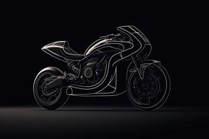 model of a black motorcycle on a dark background generative ai photo