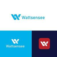 W icon releted Wattsense logo design template vector
