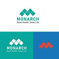 monarch minimalist M icon text logo design template vector