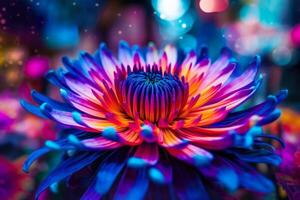 close-up of a multi-colored bud of a beautiful flower that has blossomed photo