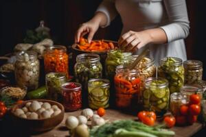 preparation of preservation for the winter in glass jars photo