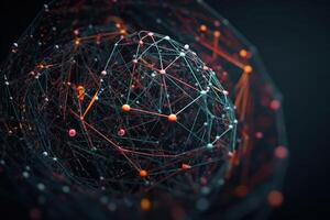 Blockchain, neural network and artificial intelligence, high tech process photo