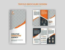 Creative Corporate Business Trifold Brochure Design,Professional tri fold brochure design layout with orange color pro vector. vector