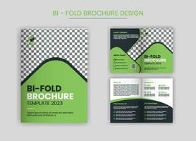 Corporate Business Bi-fold brochure template,layout with unique and professional design,with green color shapes pro vector