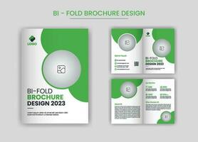 Corporate Business Bi-fold brochure template,layout with unique and professional design,with green color shapes pro vector