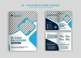 Corporate Business Bi-fold brochure template,layout with unique and professional design,with blue color shapes pro vector. vector