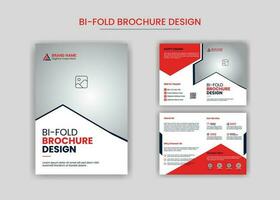 Corporate Business Bi-fold brochure template,layout with unique and professional design,with red color shapes pro vector