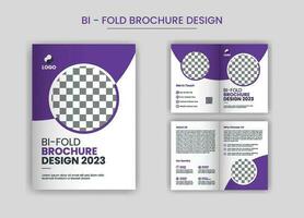 Corporate Business Bi-fold brochure template,layout with unique and professional design,with purple color shapes pro vector. vector