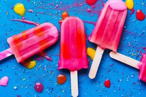 red blue fruit frozen juice ice cream photo