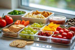 sano comida bandeja, sano dieta comida generativo ai foto