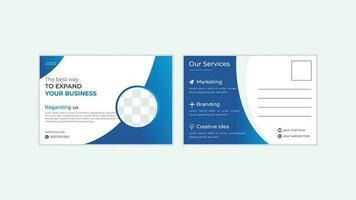 Modern creative corporate postcard or EDDM postcard design template, abstract background, blue color. vector