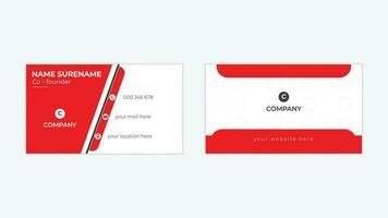 Modern red color business card design vector template for print.