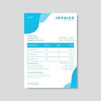Blue color invoice design vector template.
