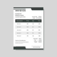 Professional elegant black color invoice design template vector