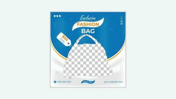 Exclusive fashion bag social media post design vector template.