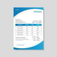 Modern abstract blue color invoice design vector template