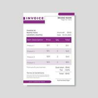 Simple invoice design vector template.