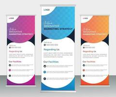 Corporate roll up banner modern creative vertical design vector template.