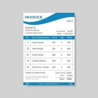 Blue color invoice design vector template.