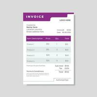 Minimal invoice design vector template.