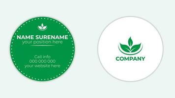 Modern rounded die cut business card design vector template.