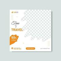 Modern abstract travel social media post and web banner post design vector template for travel agency.