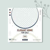 Elegant home social media post and web banner post design template. vector