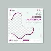 Modern abstract school admission social media post and web banner post design vector template.