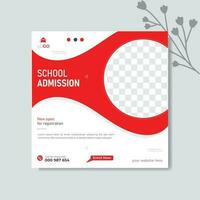 School admission social media post and web banner post design vector template.