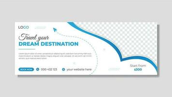 Modern abstract blue color travel timeline cover design and web banner design vector template.