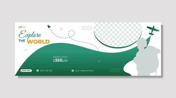 Modern abstract tour and travel timeline cover design vector template for travel agency , suitable for social media banner design and Webinar  cover template.