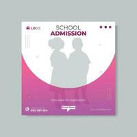 School admission social media post and web banner post design vector template.