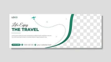 Modern abstract green color travel timeline cover design vector template for travel agency, Social media cover or banner., Corporate business cover layout.