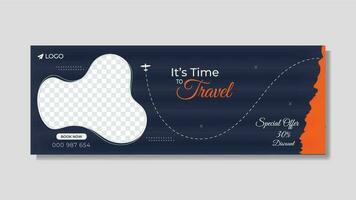 Tour and travel timeline cover design and web banner design vector template.