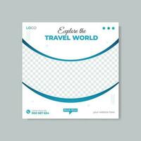Travel social media post and web banner post design vector template.