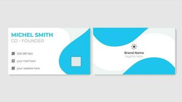 Modern blue color business card design vector template.