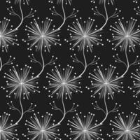 Black and white floral pattern design vector template.