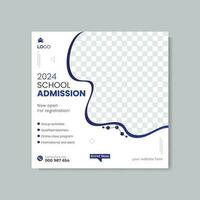 Modern abstract school admission social media post and web banner post design vector template.