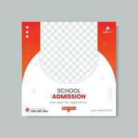 Modern creative school admission social media post and web banner post design vector template.