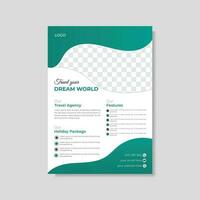 Modern abstract tour and travel flyer design A4 vector template for print.