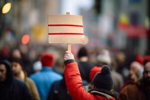 protesting people with placard copy space generative ai photo