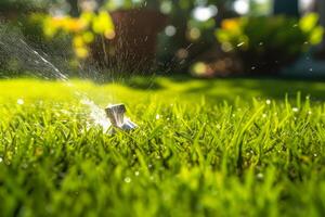 watering the green lawn photo