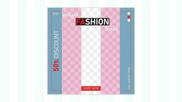Fashion sale social media post design vector template, square size,Suitable for social media post and web ads.