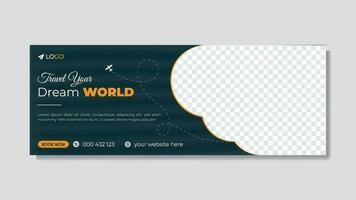 Modern abstract tour and travel timeline cover design and web banner design vector template for travel agency